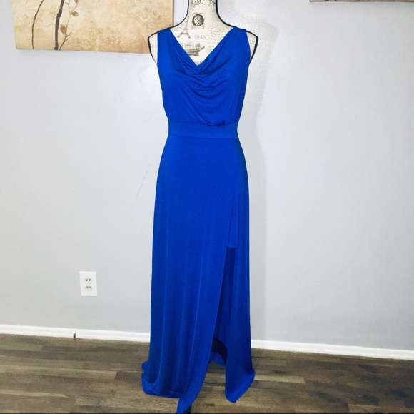 Soprano Dresses Royal Blue Formal Maxi Dress With A Slit Poshmark